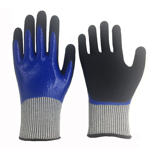 3, Small ANSI Cut Level 4 Glove Station Firm Touch Cut Resistant Sandy Textured Nitrile Coated Safety Work Gloves Ultra Thin 18-Gauge Shell