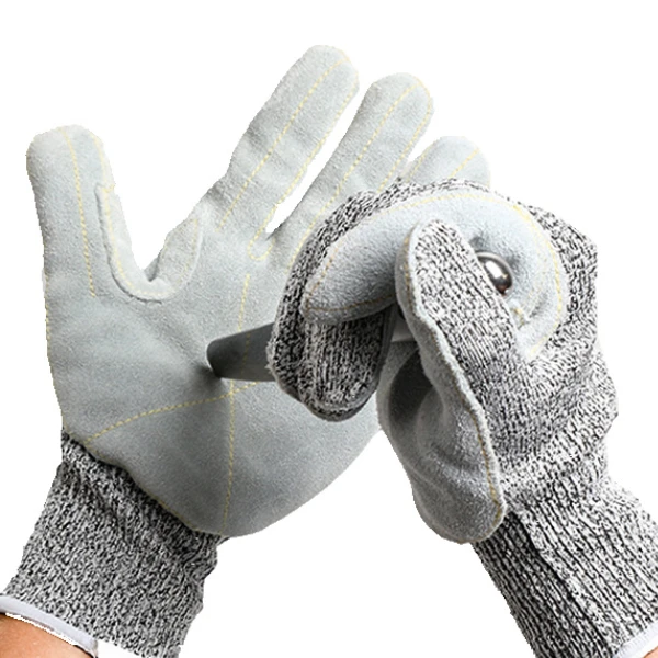 HPPE With Leather Cut Resistant Gloves-details