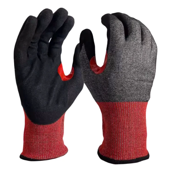 18 Gauge Sandy Nitrile Coated Cut Resistant Glove red